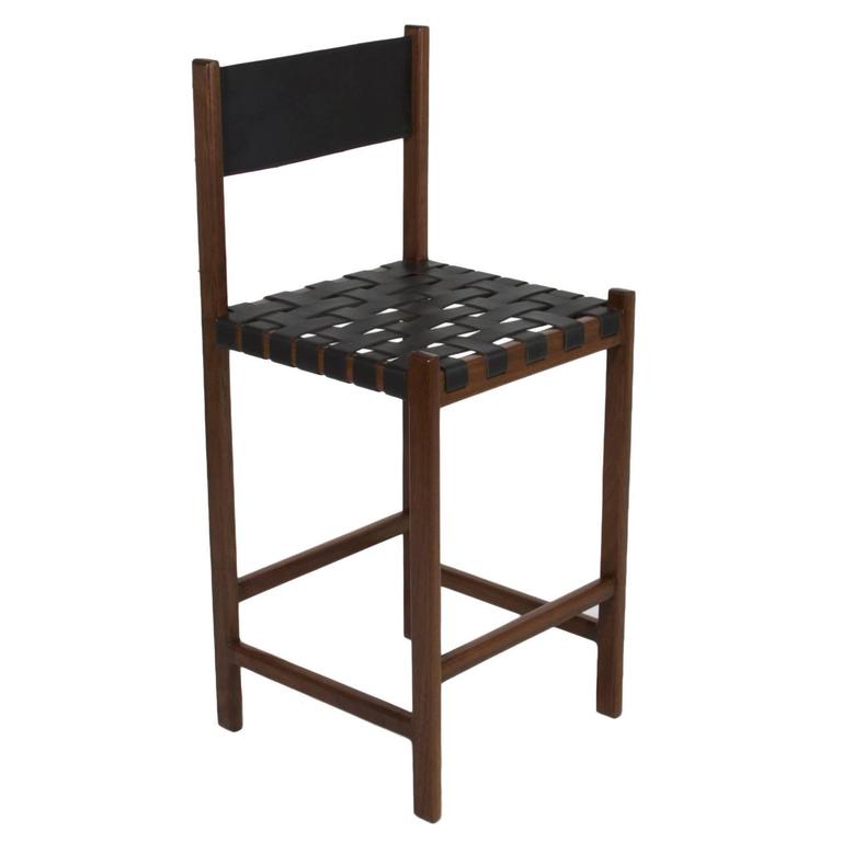 Basic Leather Strap Bar Stool By Thomas Hayes Studio For At 1stdibs