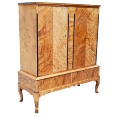 Swedish Deco Era Biedermeier Revival Cabinet in Highly Figured Golden Birch