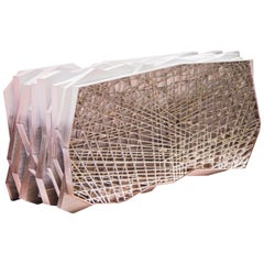 Credenza Sideboard Limited Edition Handmade White Lacquer Wood and Silver Leaf