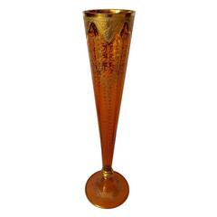 Monumental Exhibition Moser Vases in Raised Gilt Cranberry Glass, circa 1900