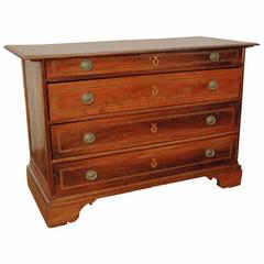 Italian, Bolognese, Late Baroque Period Four-Drawer Walnut and Inlaid Commode