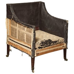 Chaise de bibliothèque anglaise du 18ème siècle entièrement d'origine avec coussinet dans l'assise