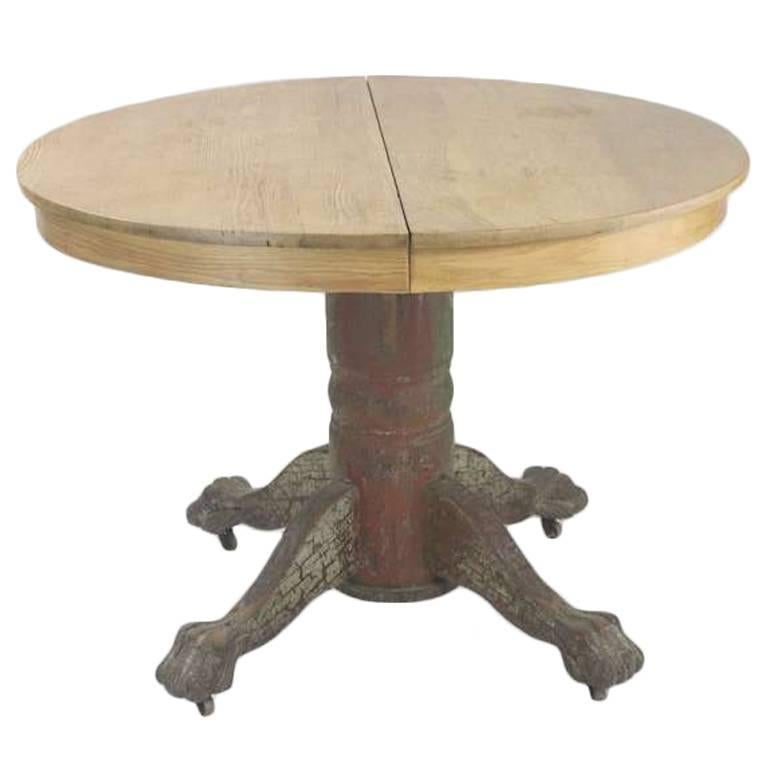American Classic Oak Round Ball Claw Dining Extension Table, circa 1890 For Sale