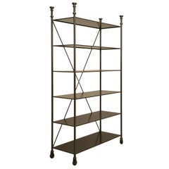 French Industrial Style Etagere in Steel and Bronze Made to Order in Any Size