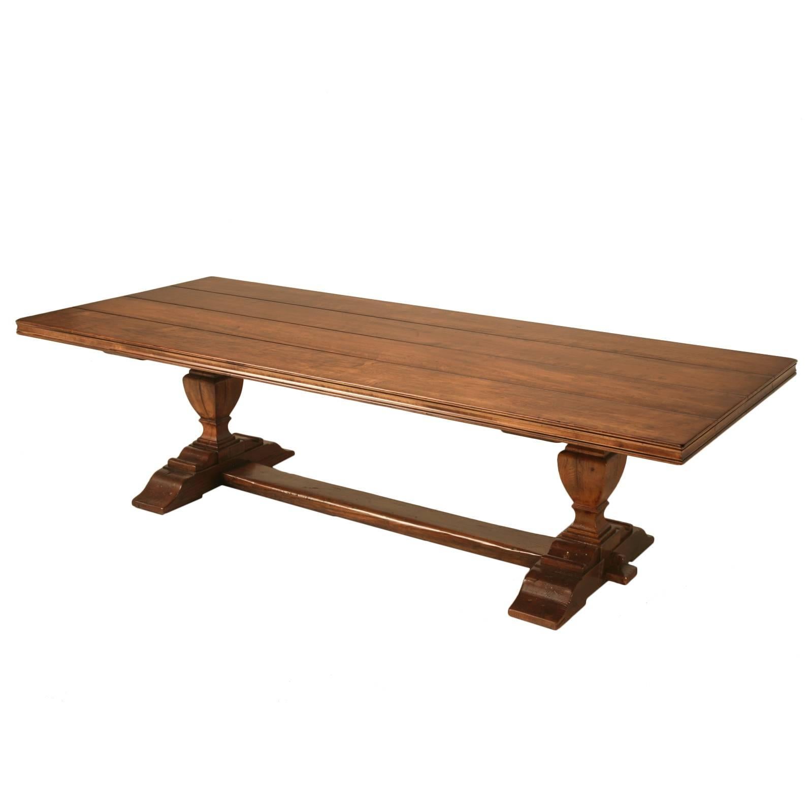 French Style Trestle Dining Table by Old Plank Available in Different Sizes For Sale