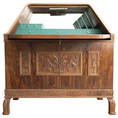Swedish Art Deco Walnut Veneered Drop Front Secretary Cabinet by Erik Chambert 6