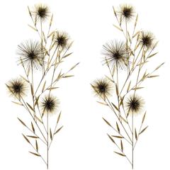 Pair of Mid-Century Curtis Jere Pom Pom Flower Spray Wall Sculptures