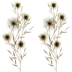 Pair of Mid-Century Curtis Jere Pom Pom Flower Spray Wall Sculptures