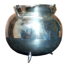 Antique Silver Plated Tripodal Covered Sugar Bowl with Handle