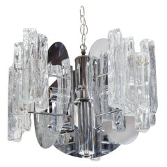 Mid-Century Modern Sculptural Ice Glass Chandelier by Salviati