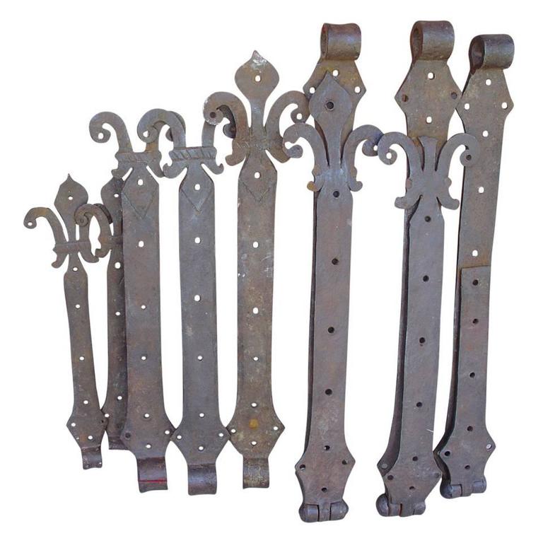 Lot of Rare 15th Century Iron Door Hinges from France For Sale