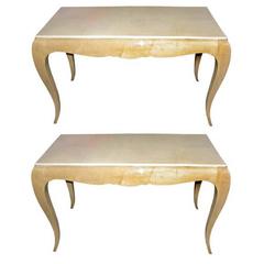 Pair of Sycamore and Parchment End Tables by René Prou 7
