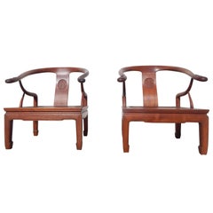 Mid-Century Pair of Chinese Teak Chairs
