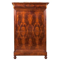 Antique French Louis Philippe Fall-Front Secretary in Mahogany, circa 1835