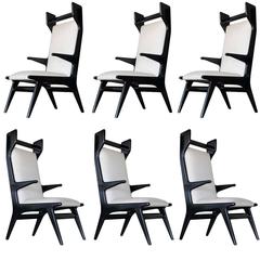 Set of Six 1960s Italian Sculptural Dining Chairs