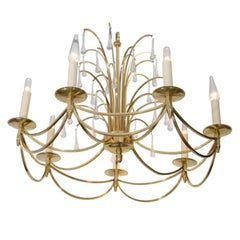 Midcentury Polished Bronze Swedish "Waterfall" Chandelier