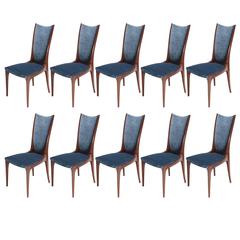 Set of Ten 1960s Brazilian Caviuna Dining Chairs