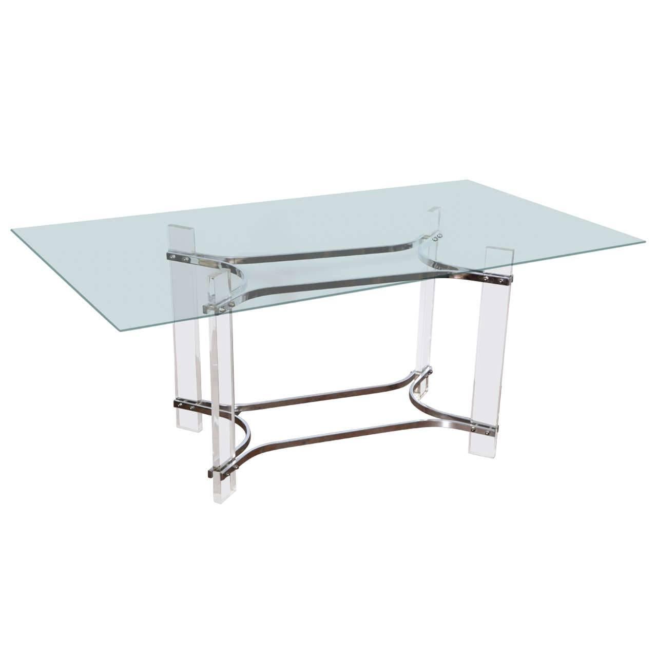 Charles Hollis Jones Glass and Lucite Console Table
