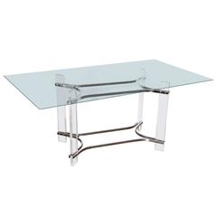 Charles Hollis Jones Glass and Lucite Console Table 12