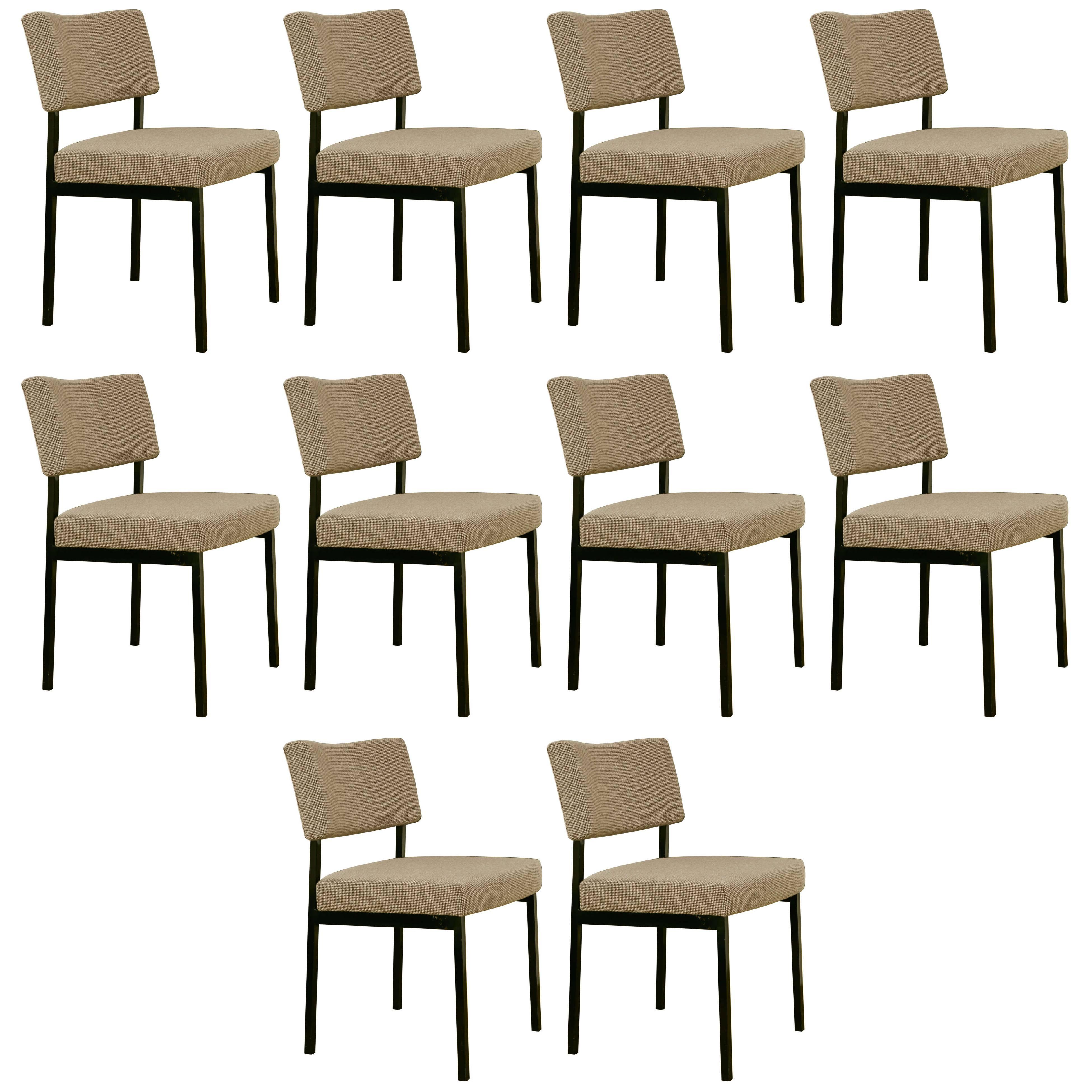 Set 10 of chairs 764 by Joseph-André Motte - Fabric at your choice For Sale
