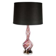 Mid-Century Modern Handblown, Murano Glass, Amethyst Swirl Lamp 11