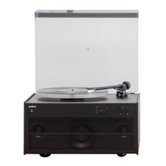 Modern Record Player Black Anodized Aluminum Tabletop Setup with Bluetooth