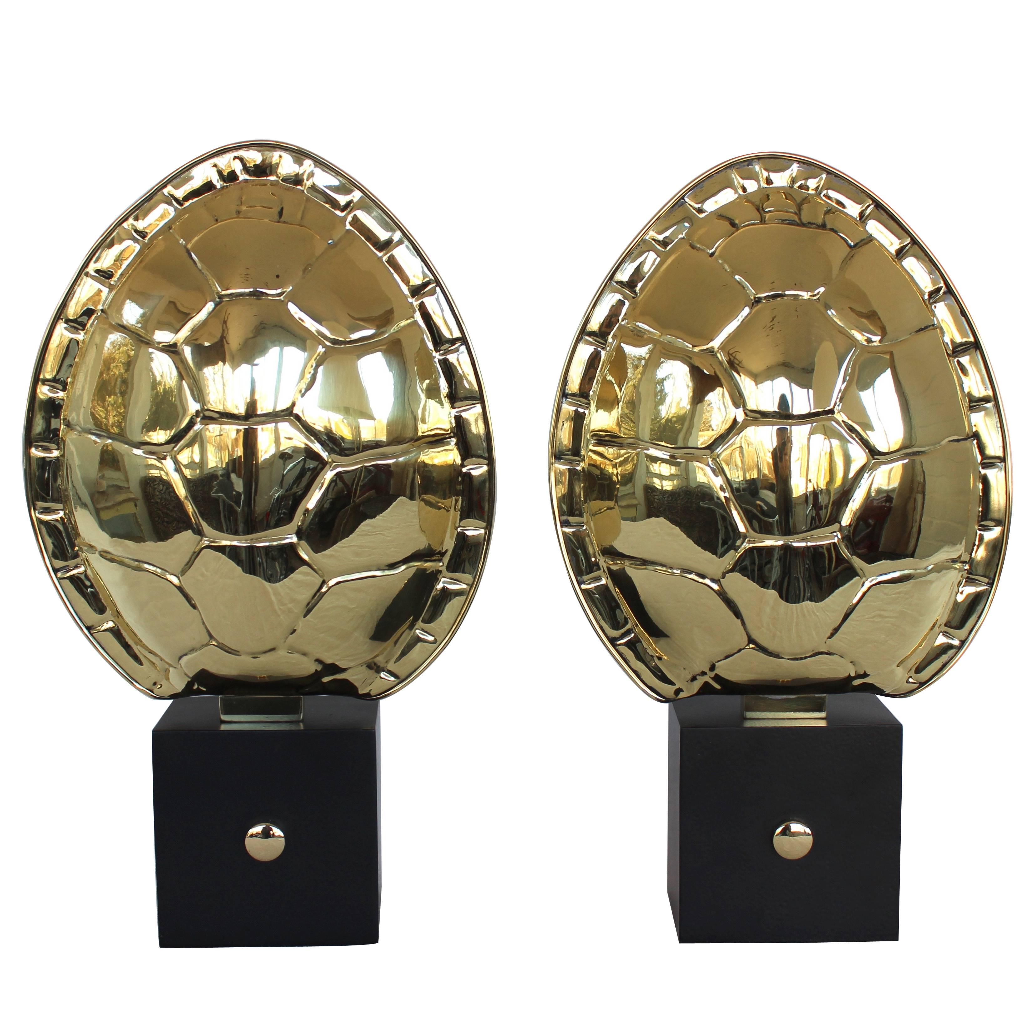 Pair of Brass Turtle Shell Sconces by Chapman