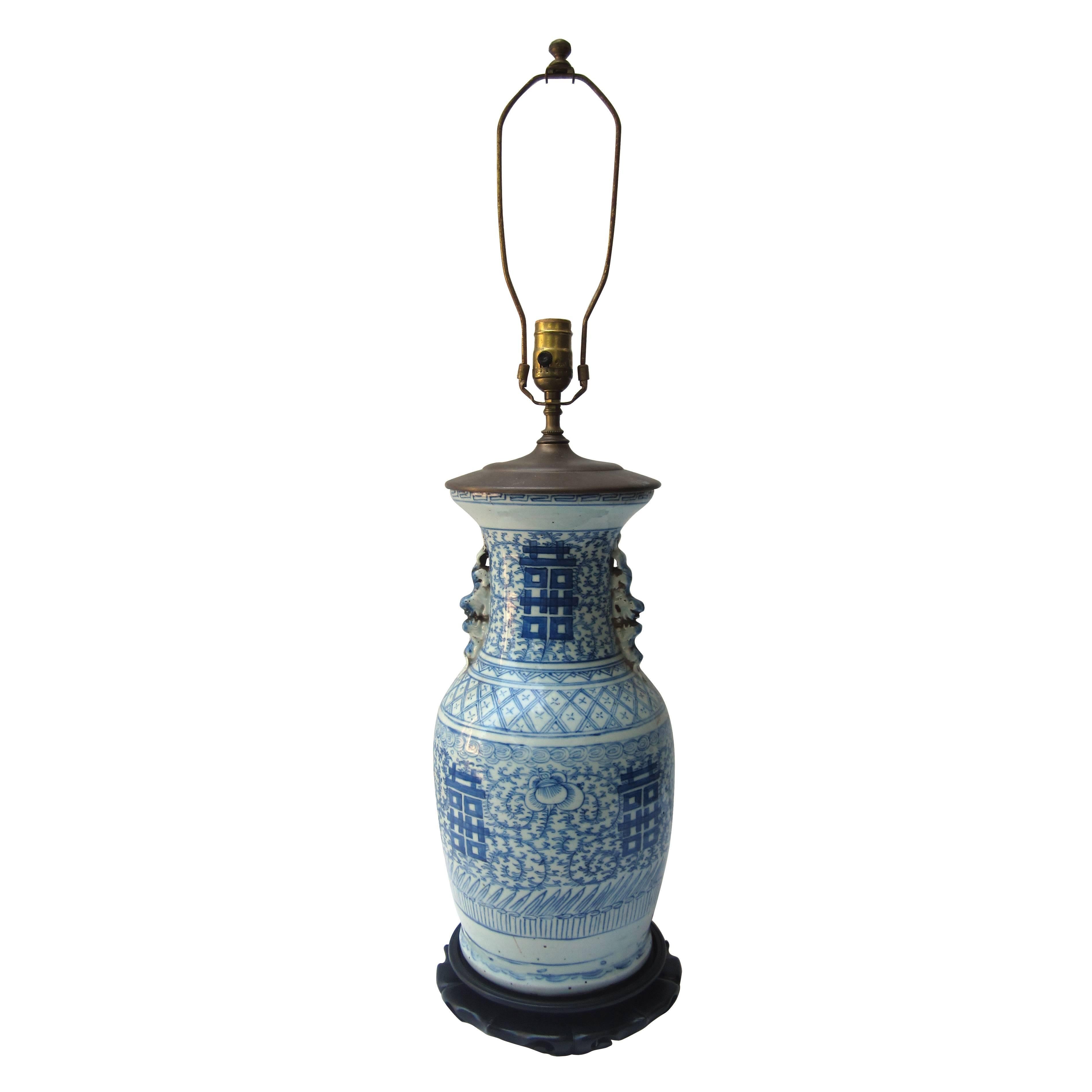 Chinese Blue and White Vase Lamp