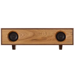 Tabletop HiFi Speaker, Natural Walnut Cabinet with Natural Oak Speaker Front