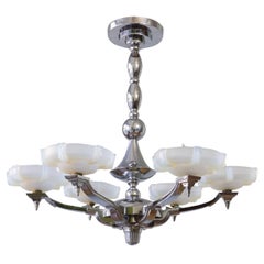 1930s French Art Deco Chandelier by Petitot