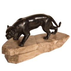 Art Deco Bronze Model of a Panther Signed J Brault