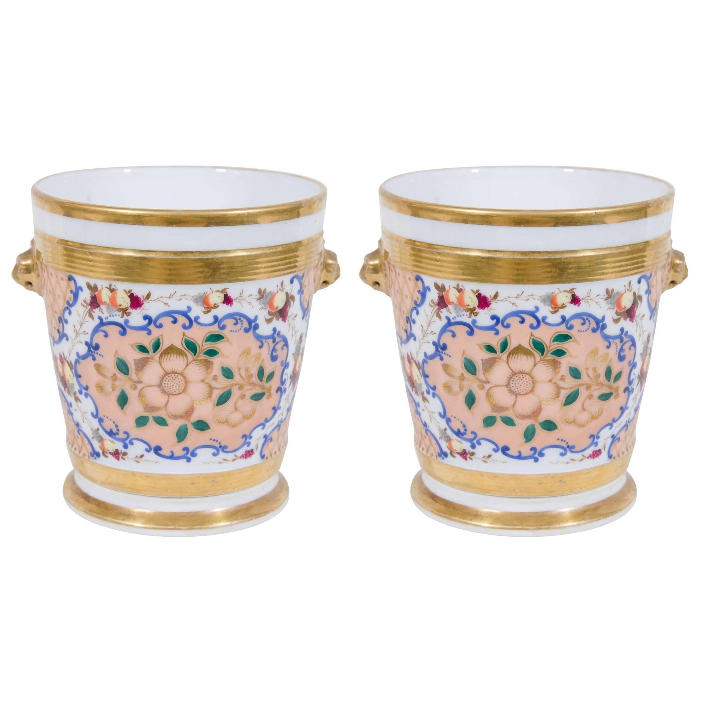 A Pair of Paris Porcelain Cache Pots