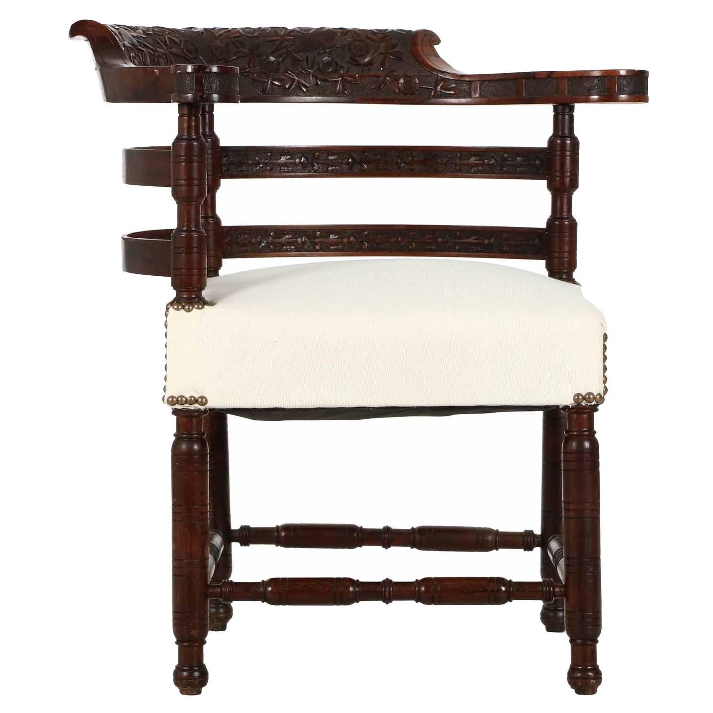 Aesthetic Movement Carved Rosewood Corner Chair, circa 1880