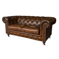 A Pair of English Georgian Style Chesterfield Sofa Settees 10