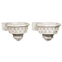 Pair of Antique Carved Stone Sinks (Stoups or Benitiers) from France, Circa 1830 1