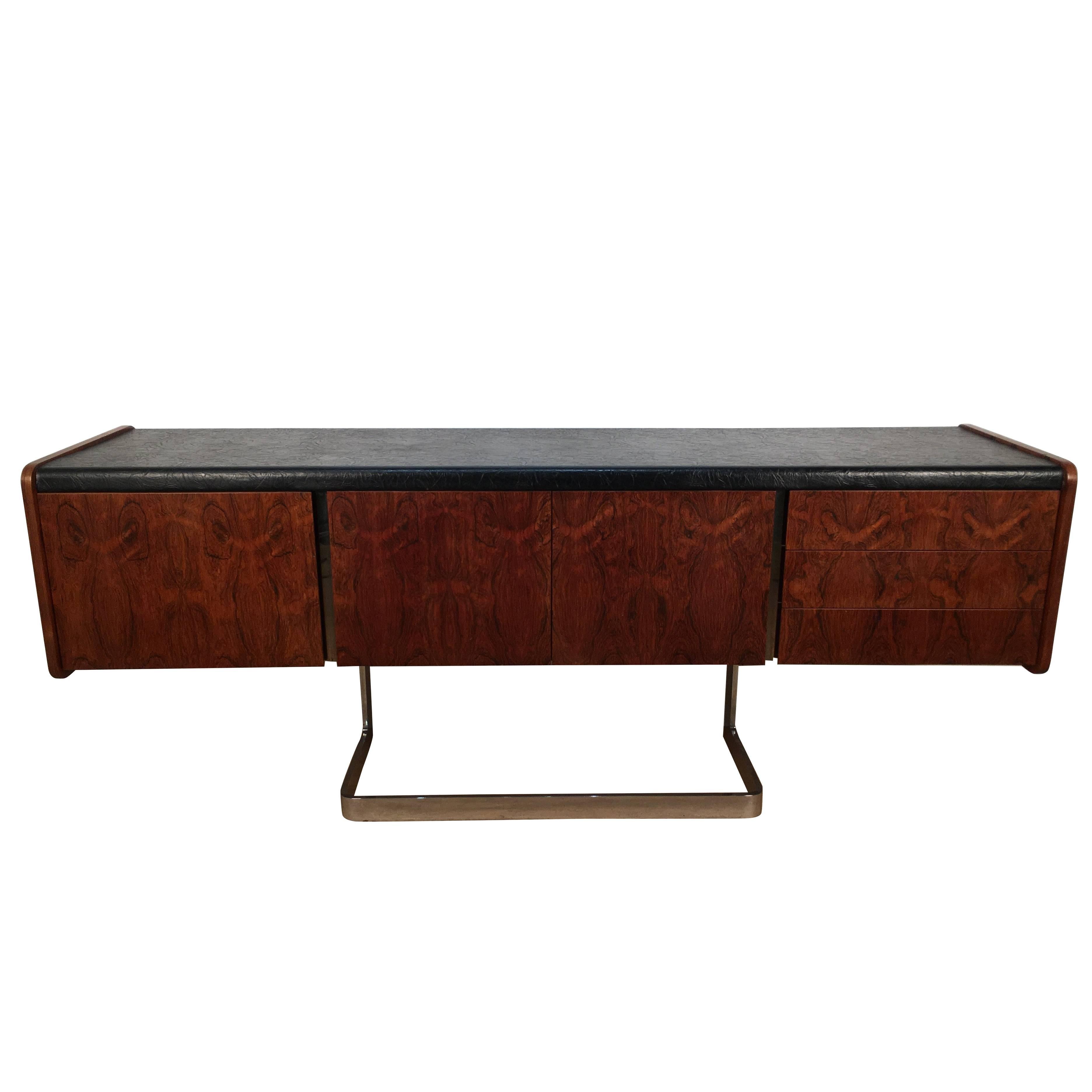Ste-Marie and Laurent Rosewood and Chrome Sideboard For Sale