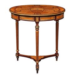 French 19th Century Napoleon III Style Mahogany and Satinwood Side Table