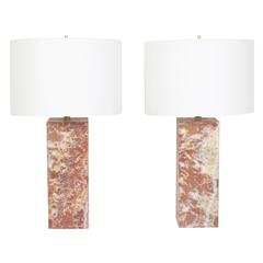 Pair of Mid-Century Modern Marble Table Lamps