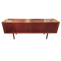 Danish Modern Teak Tambour Door Credenza attributed to Hans Wegner