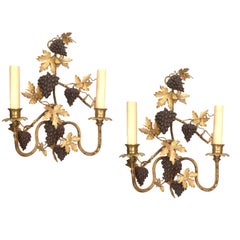 Pair of Grapevine Gilt Bronze Sconces