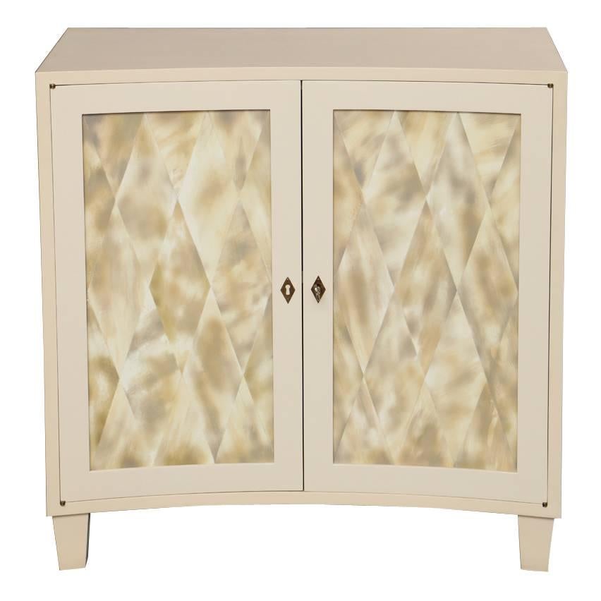 Liz O'Brien Editions Two-Door Cabinet in Faux Ivory Horn Finish For Sale