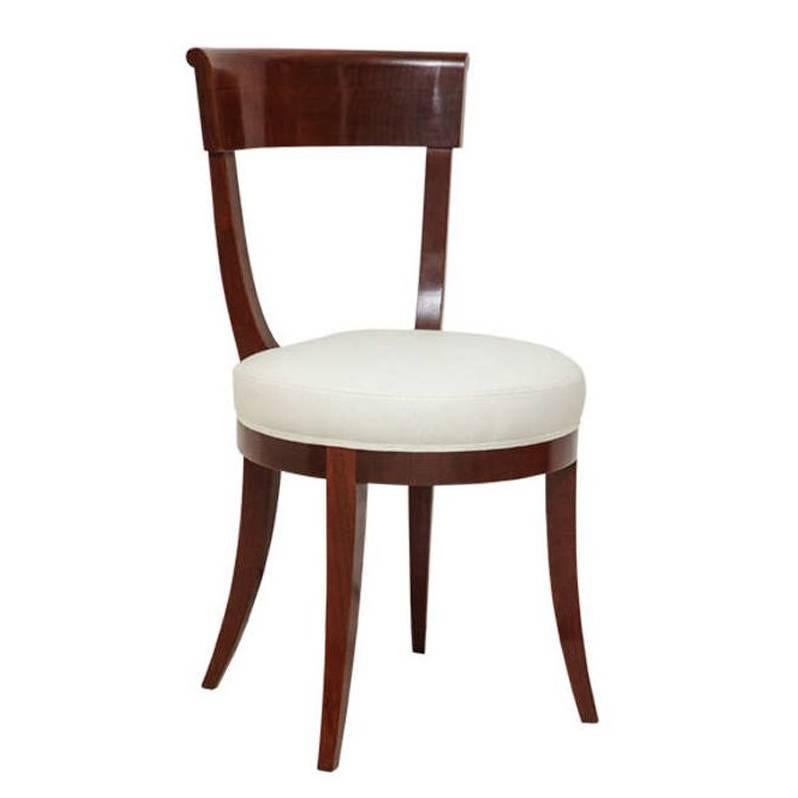 Walnut Chair with Curved Back and Round Upholstered Seat For Sale