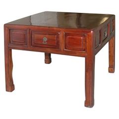 Antique Late 19thC. Q'ing Dynasty Ningbo Jumu Wood 4 Drawer Tea Table