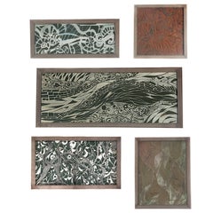 Five 1950s Linoleum Engravings by Chicago Artist Helen Leibhardt