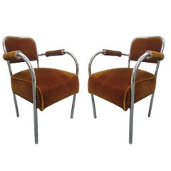 Pair of Art Deco Arm Chairs with Original Mohair Fabric 6