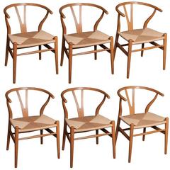 Six Wishbone Dining Chairs Designed by Hans Wegner And Produced by Carl Hansen