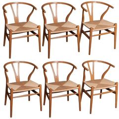 Six Wishbone Dining Chairs Designed by Hans Wegner And Produced by Carl Hansen