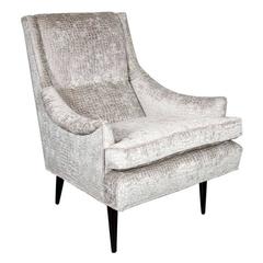 Mid-Century Modern Armchair with Sweeping Arm Design in Croc Velvet