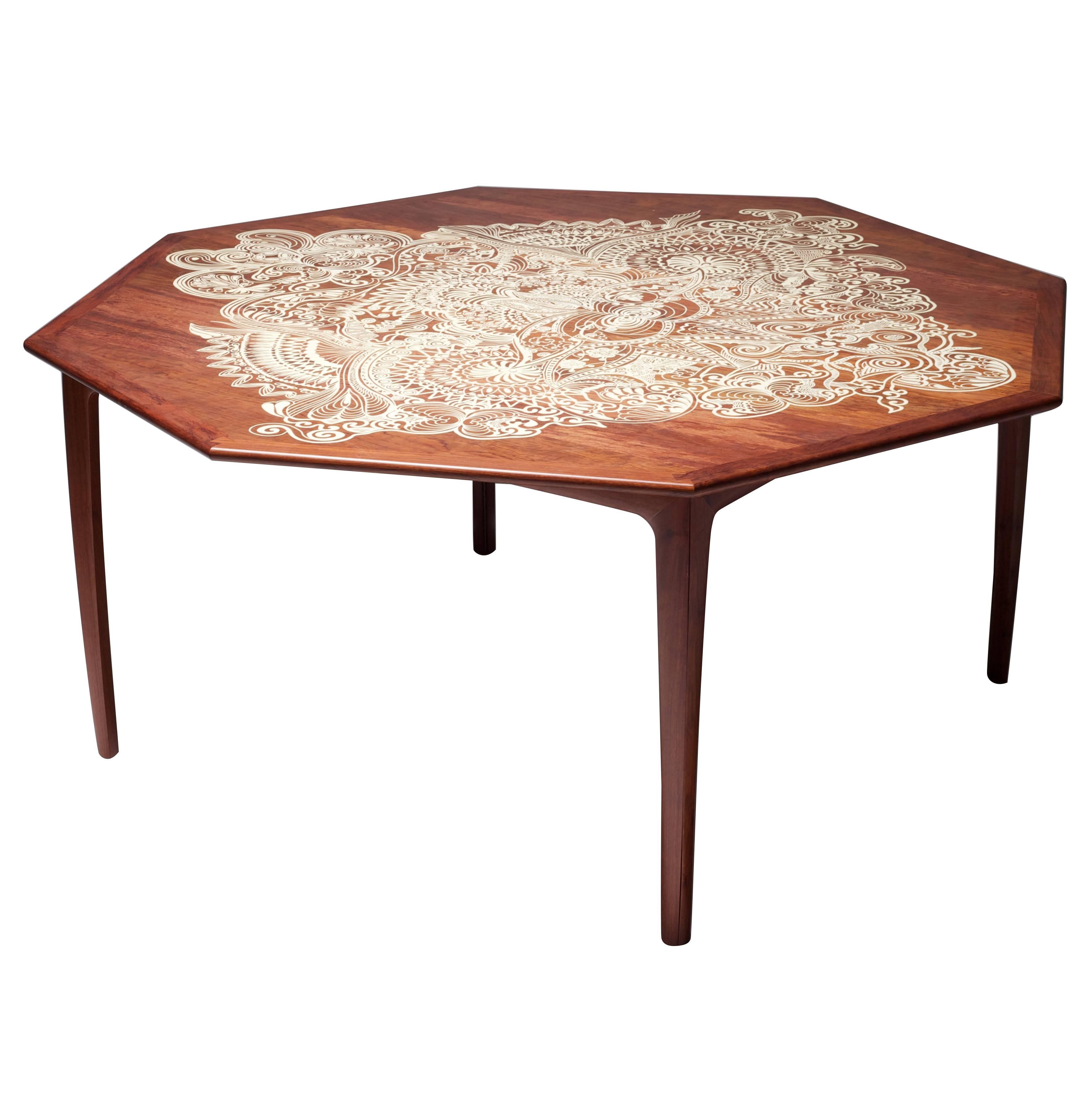 Rosewood Folding Dining Table "Mother Butterfly" by Li Naihan