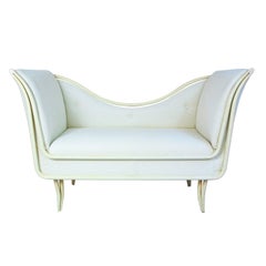 Mid-Century Modern White Iron and Beige Fabric Italian Sofa, 1950s